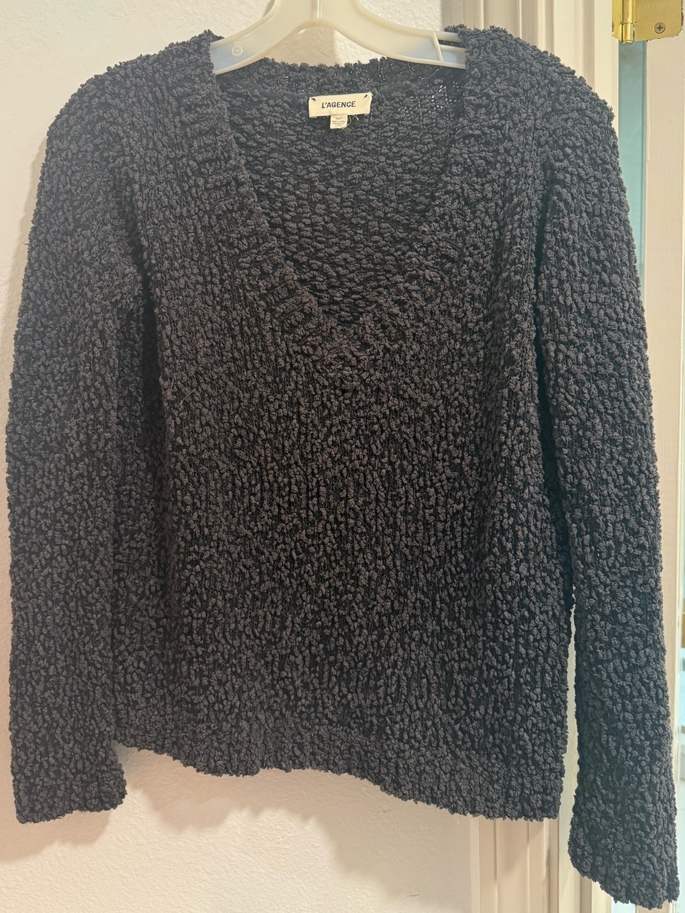 L'AGENCE Charcoal Deep V Oversized Sweater